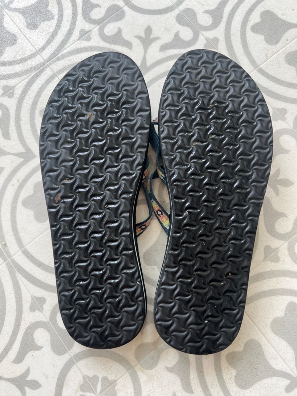 Women’s Teva Black Sandals with Multicolor Patterned Straps - Picture 2 of 5